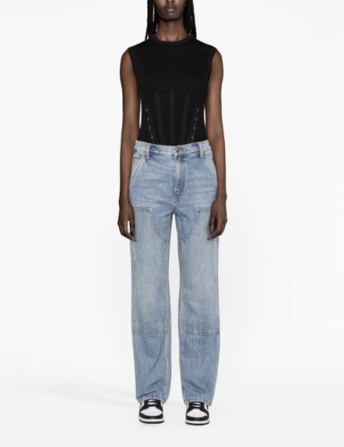 Light Blue High-Waisted Wide-Leg Cargo Jeans
