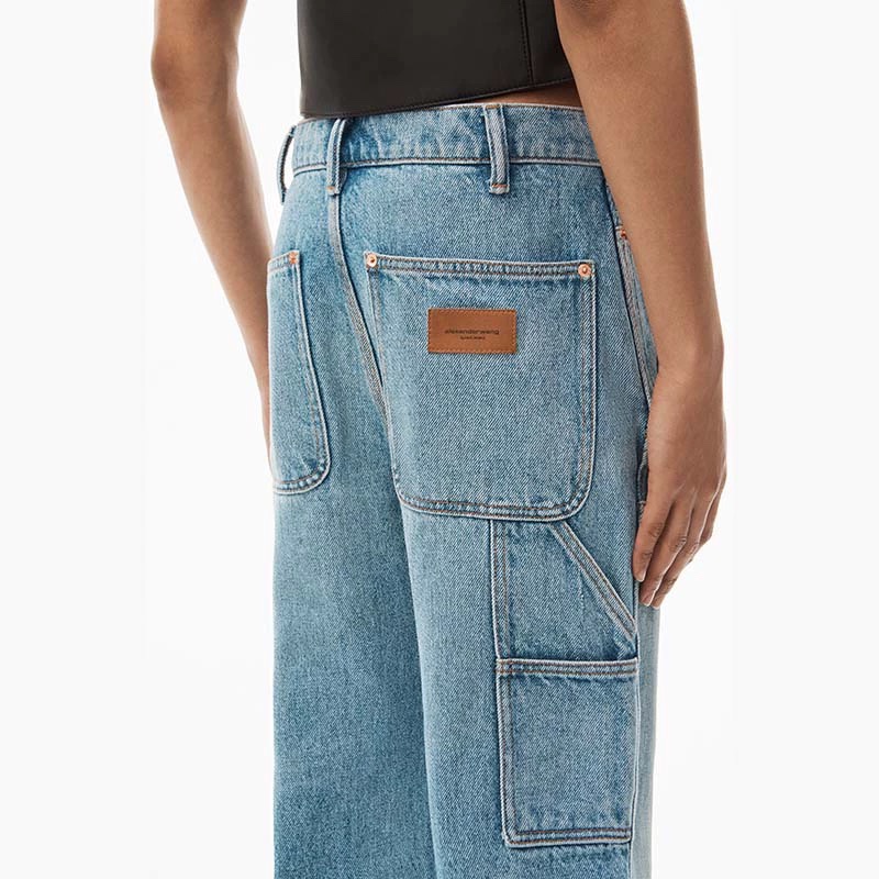 Light Blue High-Waisted Wide-Leg Cargo Jeans - 图片 4