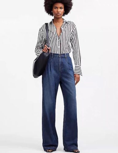 Dark Blue High-Waisted Wide-Leg Jeans