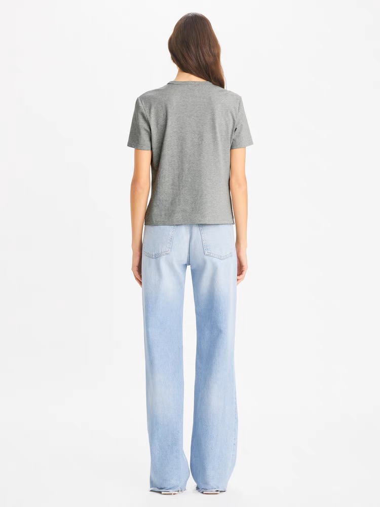 Grey Sequin Logo Crew Neck T-Shirt - 图片 2