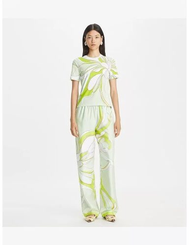 Light Green Artistic Floral Print Crew Neck T-Shirt