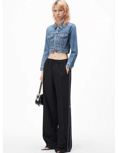 Cropped Denim Jacket with Structured Seaming