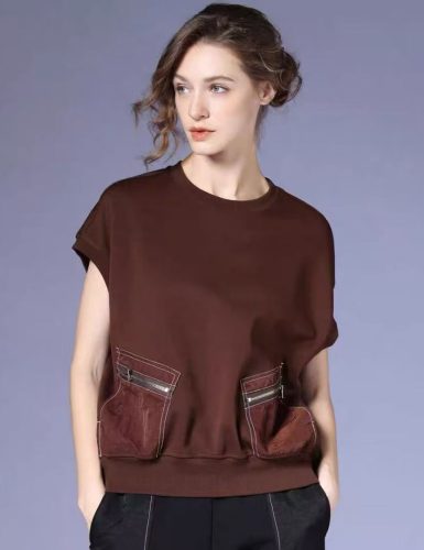 Zip-Pocket Sleeveless Sweatshirt