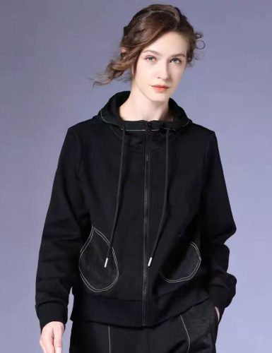 Zip-Up Jacket with Contrast Stitched Pockets