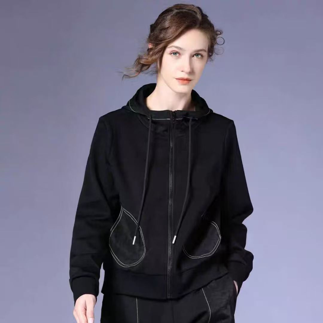 Zip-Up Jacket with Contrast Stitched Pockets