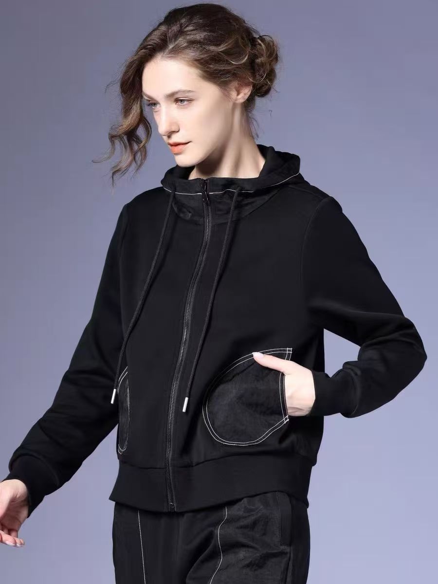 Zip-Up Jacket with Contrast Stitched Pockets - 图片 2