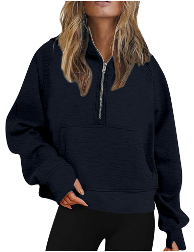 Lavender Half-Zip Hooded Sweatshirt