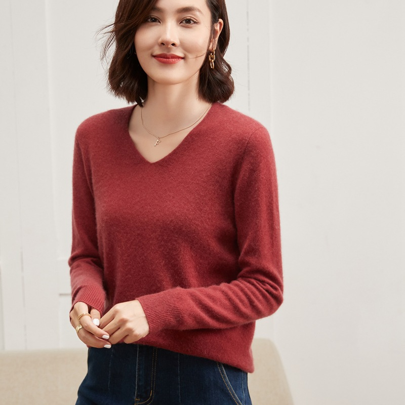 Creamy V-Neck Cashmere-Blend Sweater - 图片 5