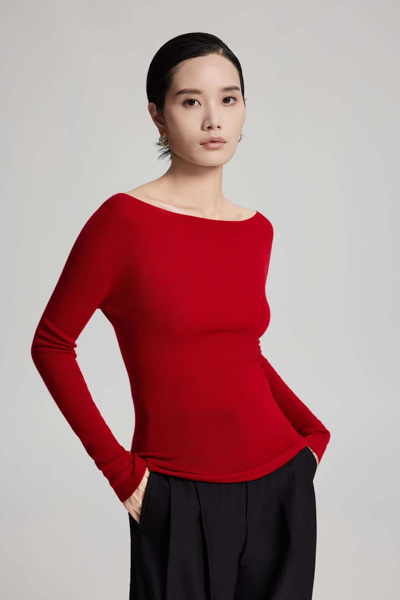 Elegant Off-Shoulder Knit Top - 图片 6