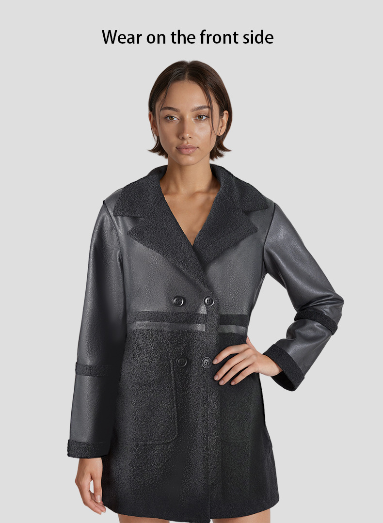 Midnight Fusion Teddy & Faux Leather Coat - 图片 2