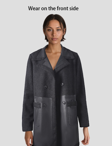 Midnight Fusion Teddy & Faux Leather Coat