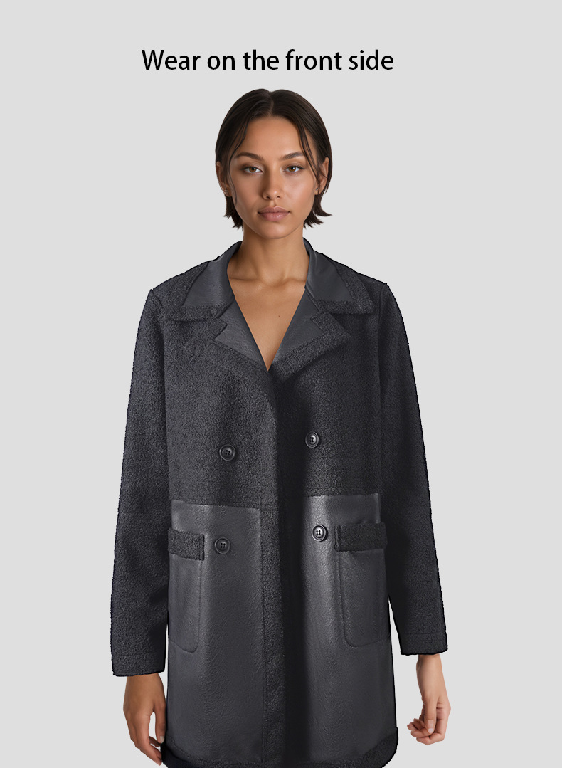 Midnight Fusion Teddy & Faux Leather Coat