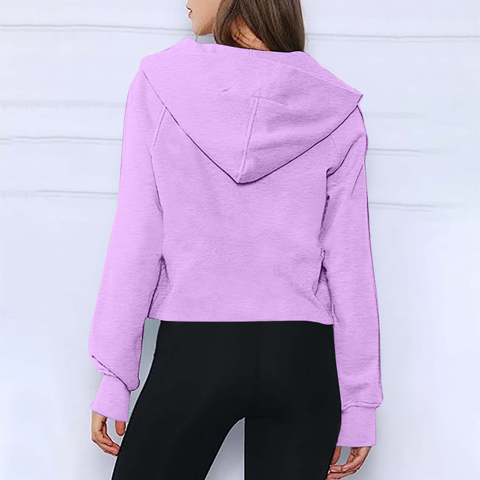 Lavender Half-Zip Hooded Sweatshirt - 图片 11